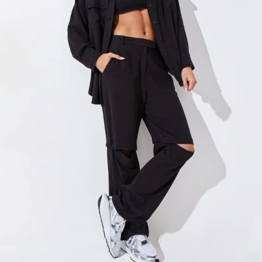 Noli Women's Linen Blend NY81461 Essential Black Pant - M